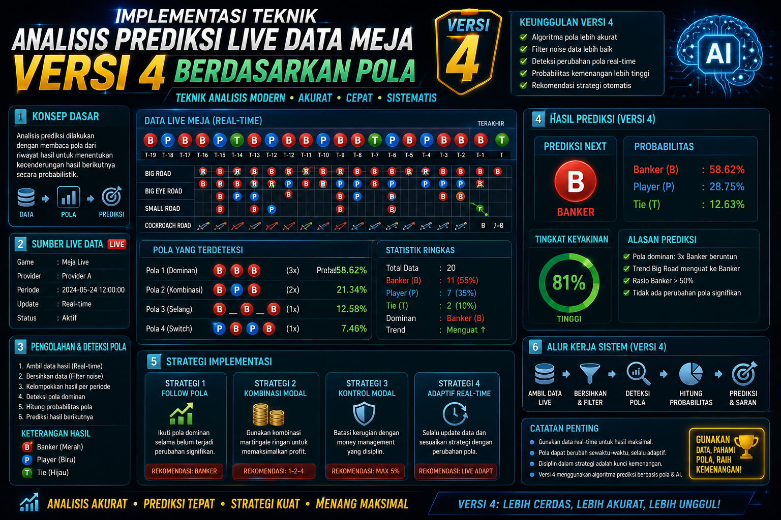 Implementasi Teknik Analisis Prediksi Live Data Meja Versi 4 berdasarkan Pola