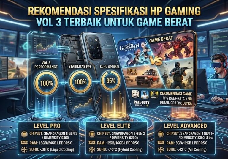 Rekomendasi spesifikasi HP gaming Vol 3 terbaik untuk game berat